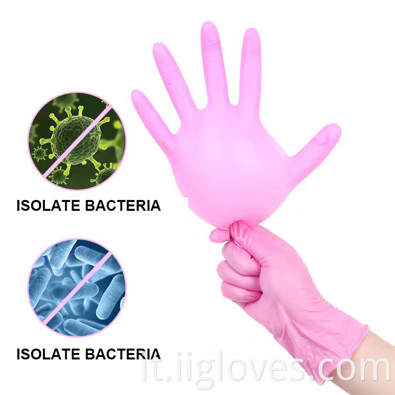 Guanti di sicurezza in vinile sintetico rosa all'ingrosso guanti nitrile senza polvere a buon mercato